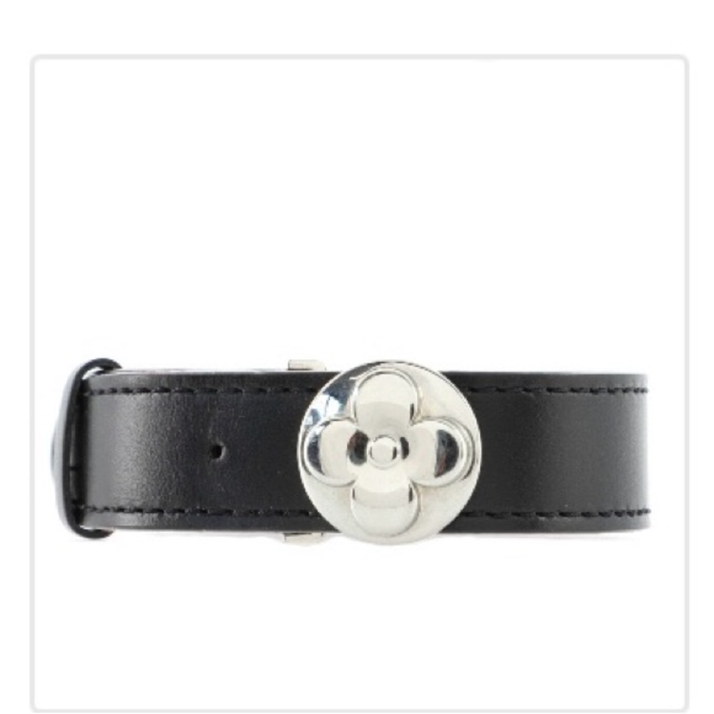 Black Leather Bracelet with Silver Accent